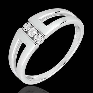 Anillo Triología Infinito - Selmi - oro blanco 18 quilatees y diamantes