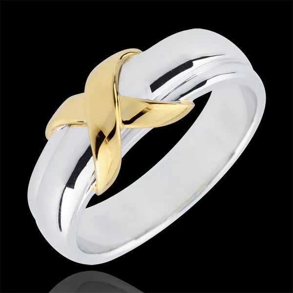 Anillo Cruz - oro amarillo y oro blanco 18 quilates 