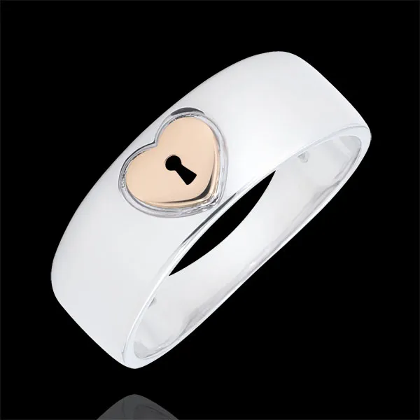 Anello Prezioso Segreto - Cuore - Oro rosa e Oro bianco - 9 carati