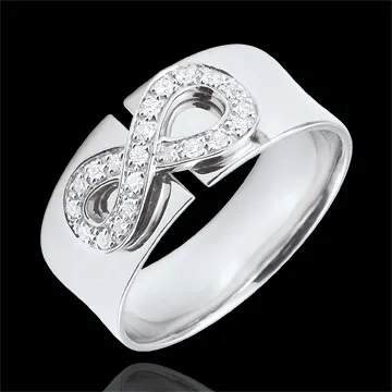 Anello Infinito - oro bianco e diamanti - 9 carati