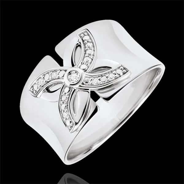 Anillo Frescura - Lirio de Verano - oro blanco 9 quilates y diamantes