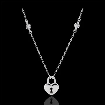 Collar Precioso Secreto - Corazón - oro blanco 9 quilates