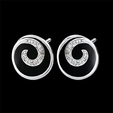 Orecchini Vortice prezioso - Oro bianco - 9 carati - 6 Diamanti