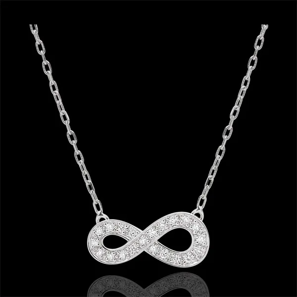 Collana Infinito - Oro bianco - 9 carati - Diamanti