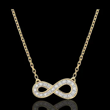 Collana Infinito - Oro giallo - 9 carati - Diamanti 