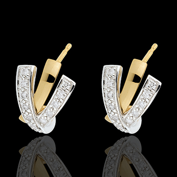 Orecchini Possessiva - Oro bianco e Oro giallo - 18 carati - 24 Diamanti - 0.24 carati