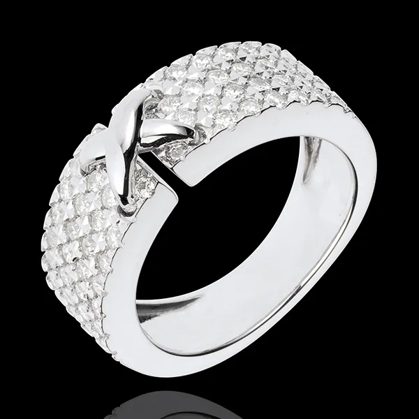 Anello Haute Couture Preziosa - Oro bianco - 18 carati - 60 Diamanti - 0.78 carati