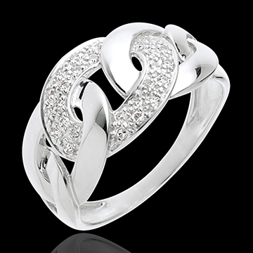 Anello sautoir - Oro bianco pavé - 18 carati - 24 Diamanti - 0.12 carati