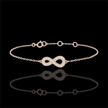 Bracciale Infinito - Oro rosa - 9 carati - Diamanti