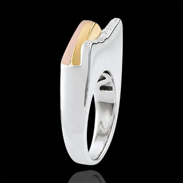 Anello Genesi - Linee Originarie - Oro bianco e Oro giallo - 9 carati - Diamanti