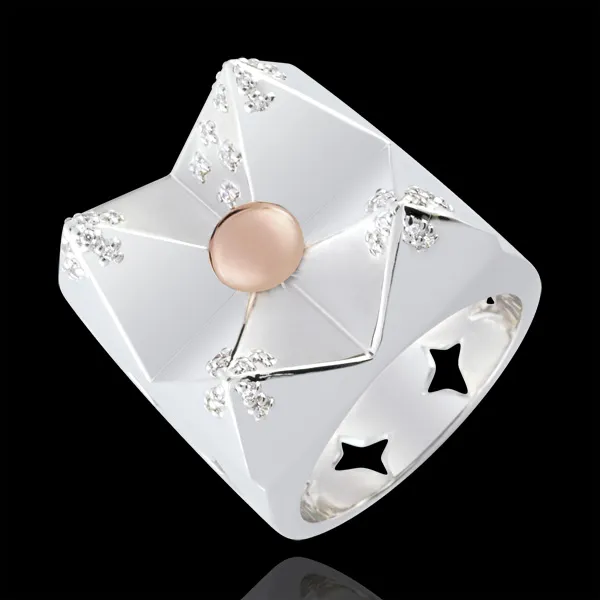 Anillo Génesis - Montaña de Cristal - oro blanco y oro rosa 9 quilates