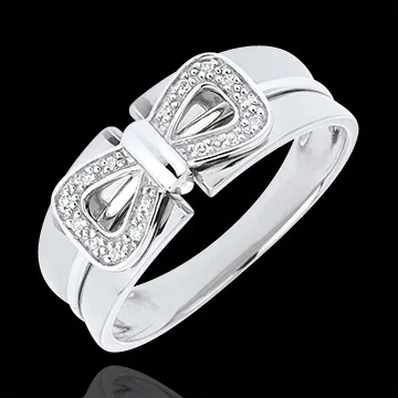 Anello Fiocco Coralie - Oro bianco - 9 carati - 16 Diamanti 