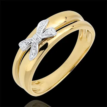 Anello Fiocco dell'Eden - Oro giallo - 18 carati - 5 Diamanti
