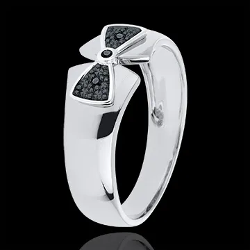 Anello Fiocco Amelie - Oro bianco - 9 carati - 3 Diamanti neri