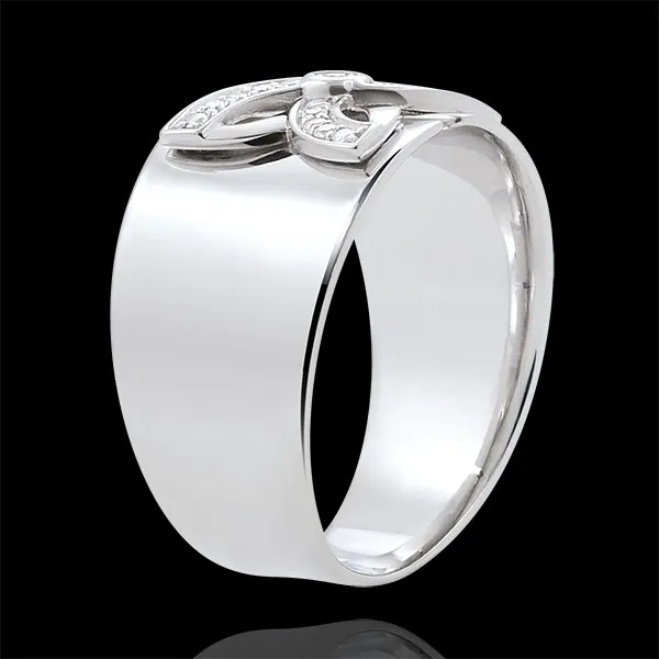 Anello Freschezza - Giglio d'estate - Oro bianco - 18 carati - Diamanti