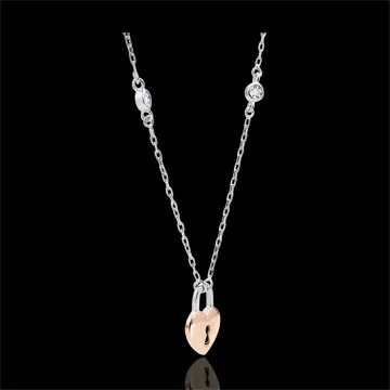 Collar Precioso Secreto - Corazón - oro blanco y oro rosa 9 quilates