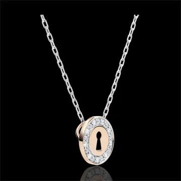 Collana Prezioso Segreto - Oro bianco e Oro rosa - 9 carati - Diamanti