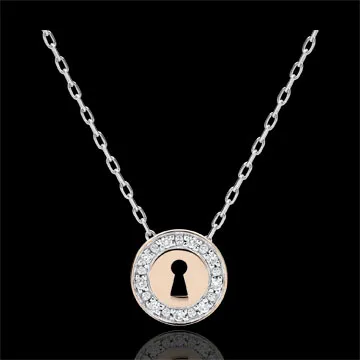 Collar Precioso Secreto - oro blanco y oro rosa 9 quiltates y diamantes
