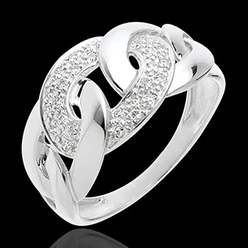 Anello sautoir - Oro bianco pavé - 18 carati - 24 Diamanti - 0.12 carati