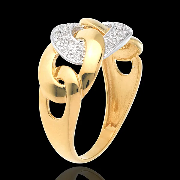 Anello sautoir - Oro giallo pavé - 18 carati - 24 Diamanti - 0.12 carati