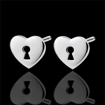 Orecchini Prezioso Segreto - Cuore - Oro bianco - 9 carati