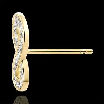 Oorbellen Infinity - 9 karaat geelgoud met Diamanten