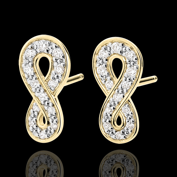 Oorbellen Infinity - 9 karaat geelgoud met Diamanten