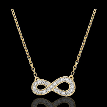 Halsketting Infinity - 9 karaat geelgoud met Diamanten