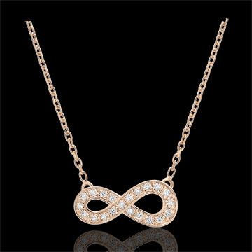 Halsketting Infinity - 9 karaat roségoud met Diamanten