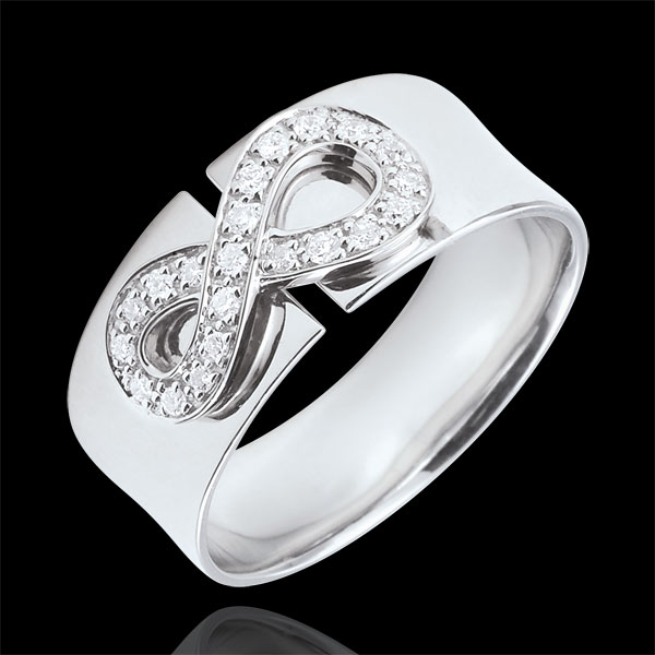 Infinity Ring - white gold and diamonds - 9 carats