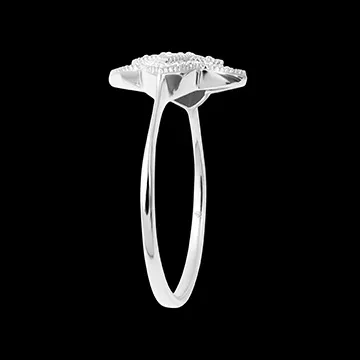 Inel Floare de diamant - aur alb de 9 carate și diamante