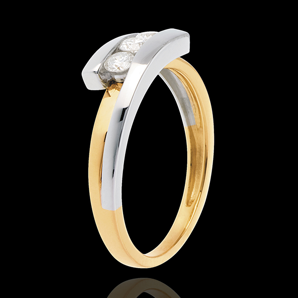Interlocking trilogy white gold-yellow gold - 0.28 carat - 3diamonds