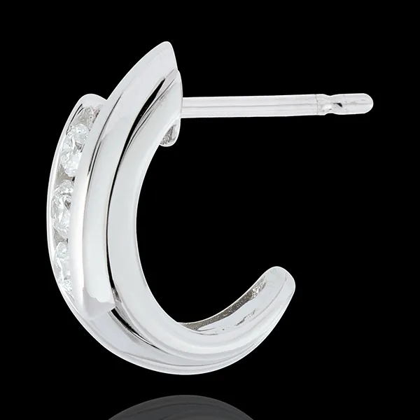 Cercei trilogie bipolar - aur alb de 18k - 0.3 carate - 6 diamante
