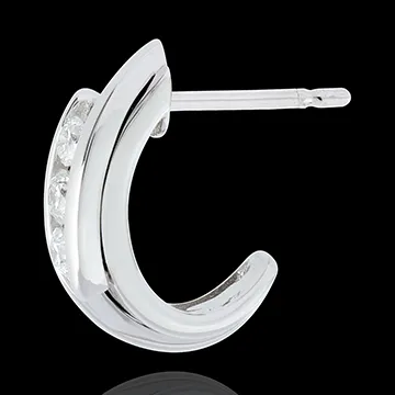 Cercei trilogie bipolar - aur alb de 18k - 0.3 carate - 6 diamante