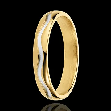 Verighetă Sinusoid - aur alb şi aur galben de 18K