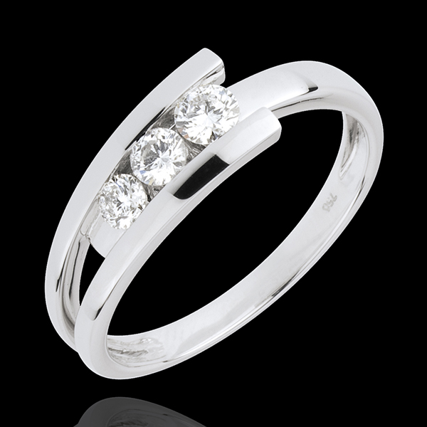 Trilogie Cuib Preţios - Trianon - aur alb de 18K - 0.31 carate - 3 diamante
