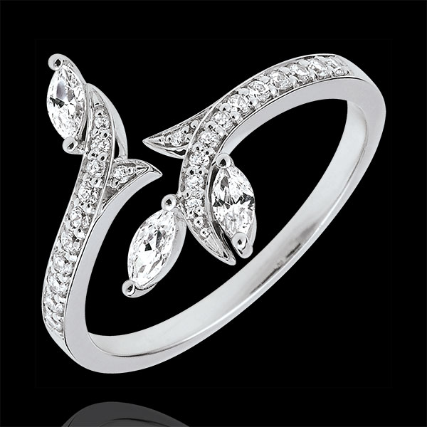 Anillo Bosque Misterioso - oro blanco 18 quilates y diamantes de forma marquesa