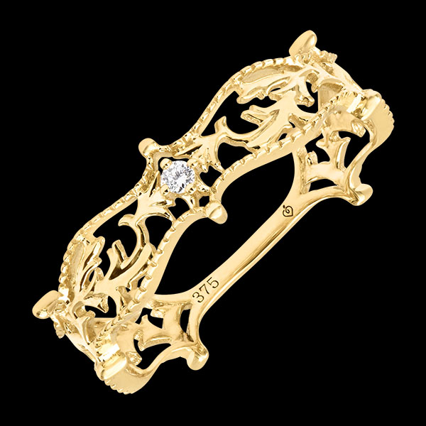 Anillo Clémence – Oro amarillo de 9 quilates y diamante sintético