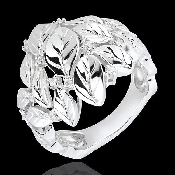 Anillo Jardín Encantado - Rocío preciado - oro blanco 18 quilates