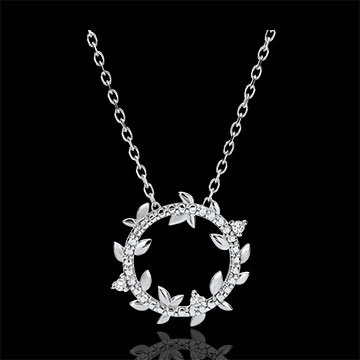 Collar largo Jardín Encantado - Follaje Real - oro blanco 18 quilates y diamantes