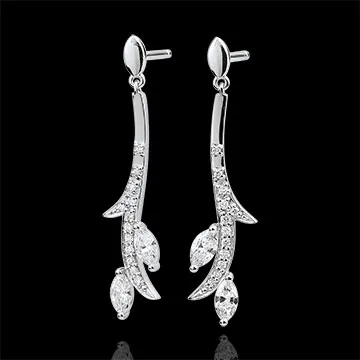 Pendientes Bosque Misterioso - oro blanco 18 quilates y diamantes de forma marquesa