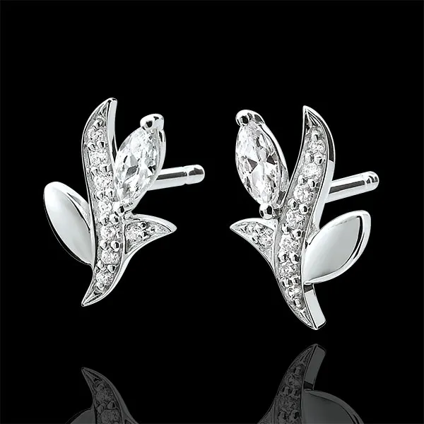 Pendientes Bosque Misterioso - oro blanco 18 quilates y diamantes de forma marquesa