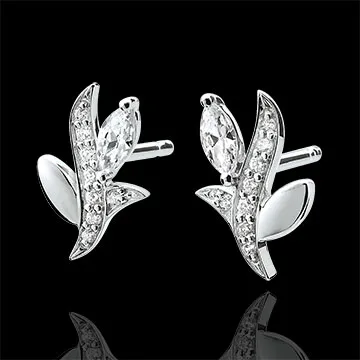 Pendientes Bosque Misterioso - oro blanco y diamantes 9 quilates de forma marquesa
