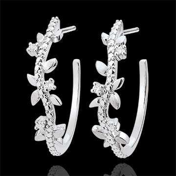 Pendientes Jardín Encantado - Follaje Real - oro blanco 9 quilates y diamantes