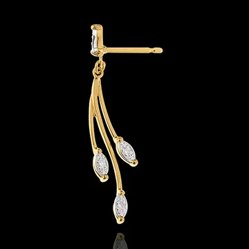 Pendientes Lujo extremo Vegetal - oro blanco y oro amarillo 18 quilates y diamantes