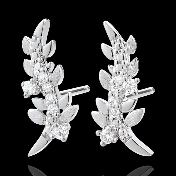 Pendientes Jardín Encantado - Follaje Real - oro blanco 9 quilates y diamantes