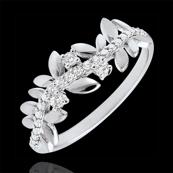 Bague Jardin Enchanté - Feuillage Royal - grand modèle - diamants et or blanc 9 carats