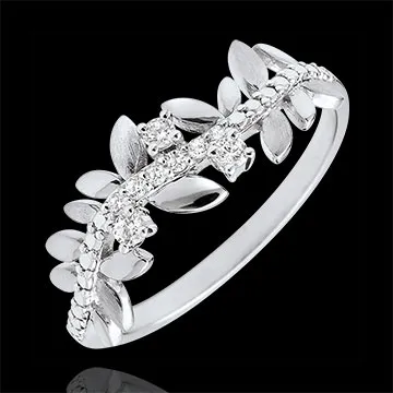 Bague Jardin Enchanté - Feuillage Royal - grand modèle - diamants et or blanc 18 carats