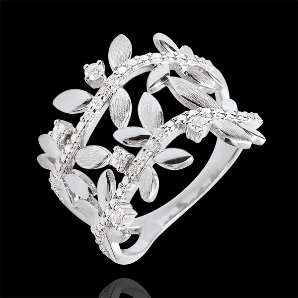Bague Jardin Enchanté - Feuillage Royal Double - diamants et or blanc 9 carats
