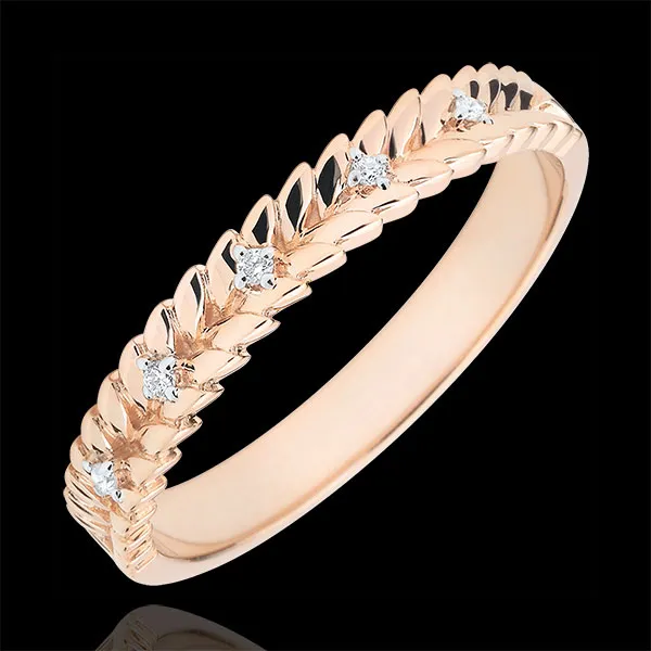 Anneau Jardin Enchanté - Tresse Diamant - or rose 9 carats